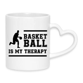 Basketball Therapy  - Tasse mit Herzhenkel - Weiß - Rechts