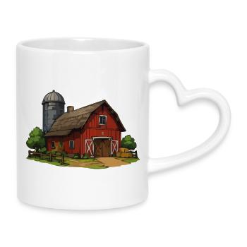 Red Barn Yard VintageStyle - Mug with Heart-Shaped Handle - white - Right