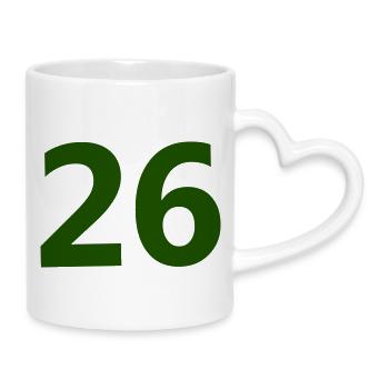 Zahl 26 - Tasse mit Herzhenkel - Weiß - Rechts