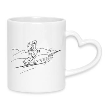 Ski tourers-black-outline - Mug with Heart-Shaped Handle - white - Right