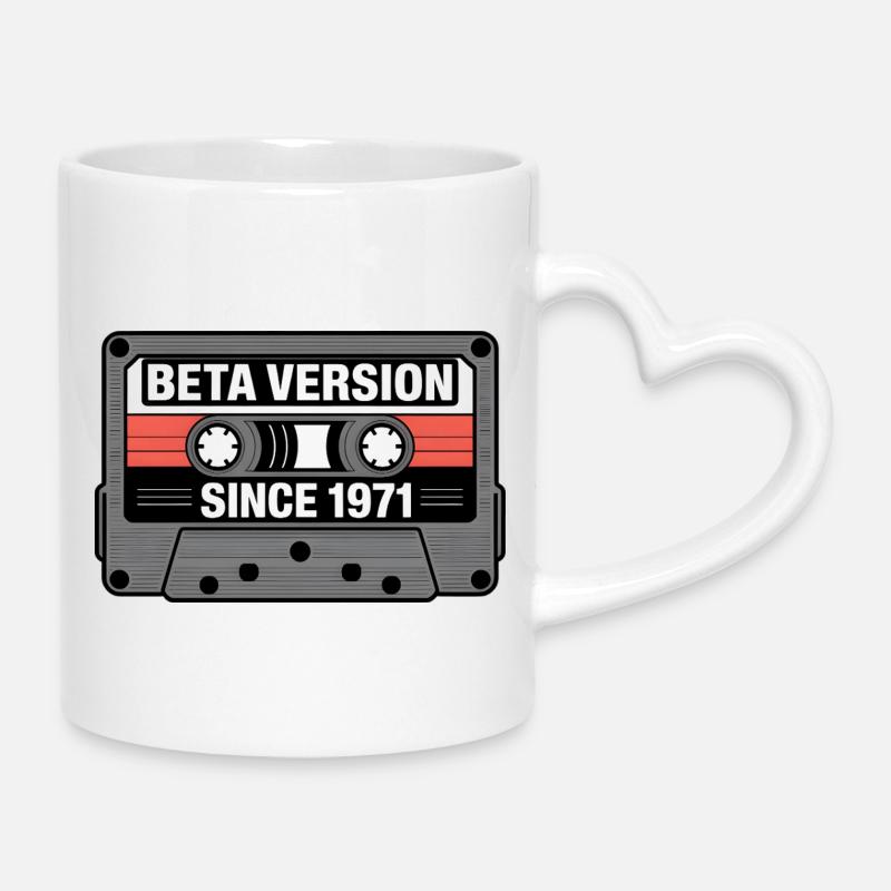 Retro Tape Cassette Design - Mug with Heart-Shaped Handle - white