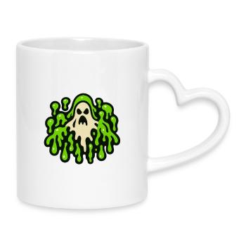Imprimé slime fantôme effrayant - Mug avec anse en forme de cœur - blanc - Droite