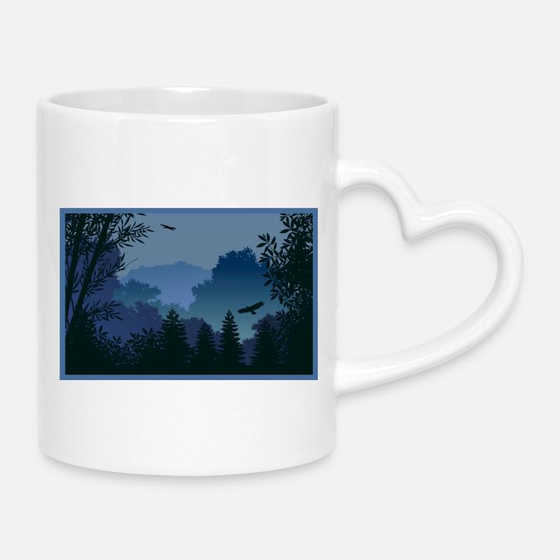 bos_in_avondschemering_met_arenden - Mug with Heart-Shaped Handle - white