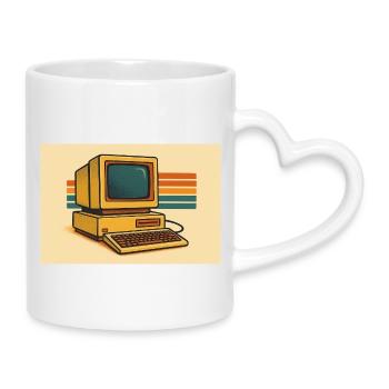 Ordinateur rétro des années 80 - Mug avec anse en forme de cœur - blanc - Droite