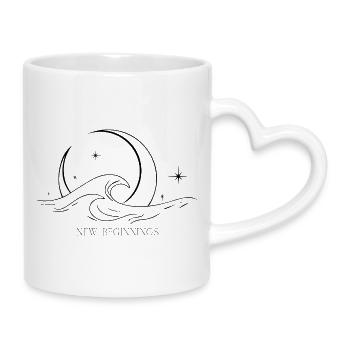 Mystic Wave & Crescent Moon – New Beginnings - Mug with Heart-Shaped Handle - white - Right