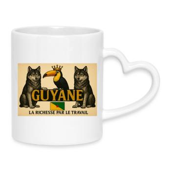 Guyana Royal Toucan and Wolves - Mug with Heart-Shaped Handle - white - Right