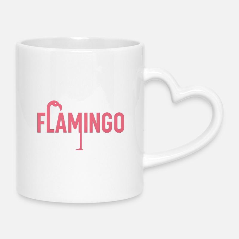 flamingo - Mug with Heart-Shaped Handle - white