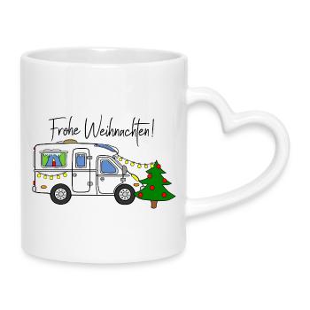 Frohe Weihnachten für Wohnmobil-Camper  - Tasse mit Herzhenkel - Weiß - Rechts