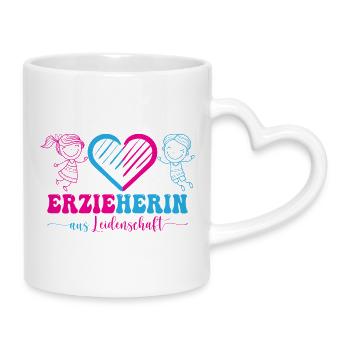 Erzieherin Kindergarten Kita Beruf Kindergärtnerin - Tasse mit Herzhenkel - Weiß - Rechts