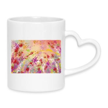 Pastellblüten Farbwirbel Muster - Tasse mit Herzhenkel - Weiß - Rechts