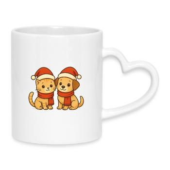 Duo de Noël Amis de compagnie - Mug avec anse en forme de cœur - blanc - Droite