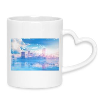 Miroir de la silhouette en brouillard pastel - Mug avec anse en forme de cœur - blanc - Droite