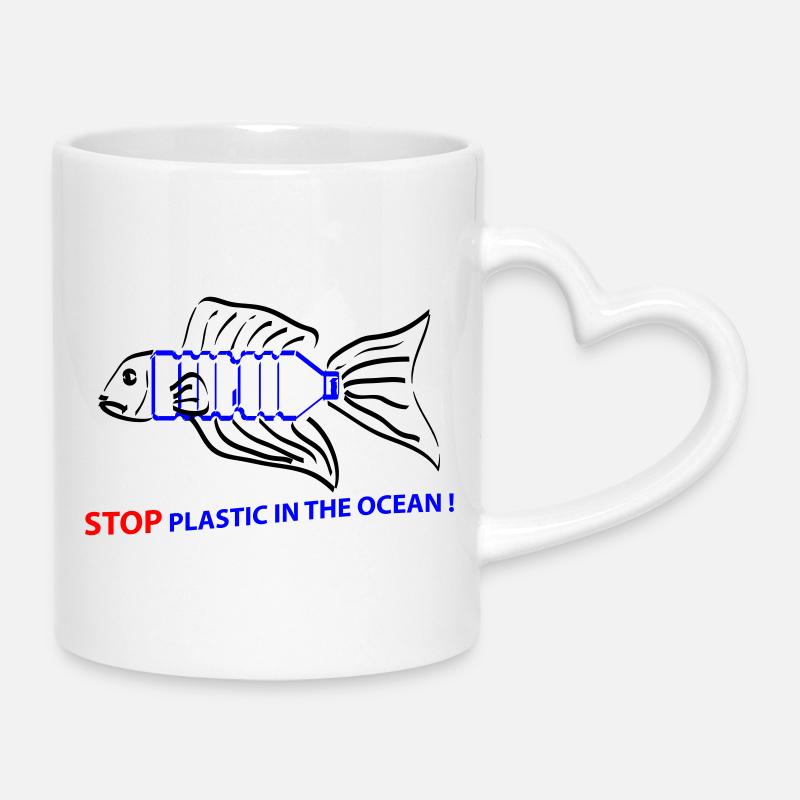 Fish and plastic - Mug with Heart-Shaped Handle - white