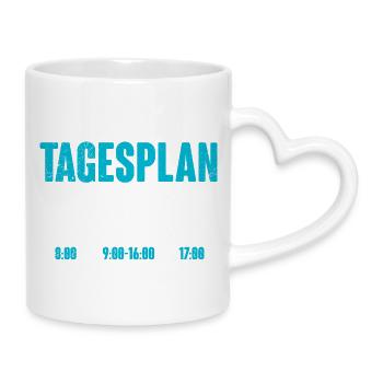 Briefträger TAGESPLAN Paketzusteller Lustig - Tasse mit Herzhenkel - Weiß - Rechts