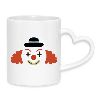 Fröhliche Clownsgesicht Retro-Kunst - Tasse mit Herzhenkel - Weiß - Rechts