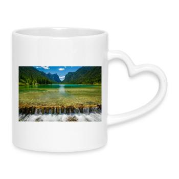 Lac Dobbiaco dans les Dolomites - Mug avec anse en forme de cœur - blanc - Droite