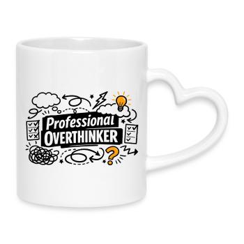 Professional OVERTHINKER - Tasse mit Herzhenkel - Weiß - Rechts