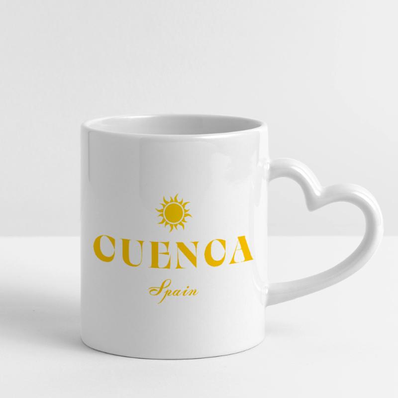 Cuenca Spain Sun Crest  Mug with Heart-Shaped Handle