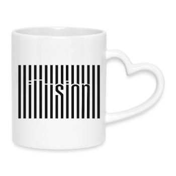 Illusion Barcode Text Art - Mug with Heart-Shaped Handle - white - Right