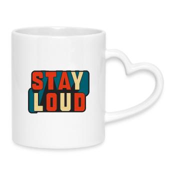Reste bruyant Texte rétro de blocs - Mug avec anse en forme de cœur - blanc - Droite