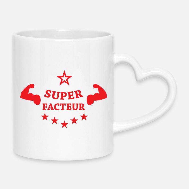 Super facteur bras musclés force humour - Mug avec anse en forme de cœur - blanc