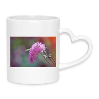 Pink Brushed Flower - Mug with Heart-Shaped Handle - white - Right