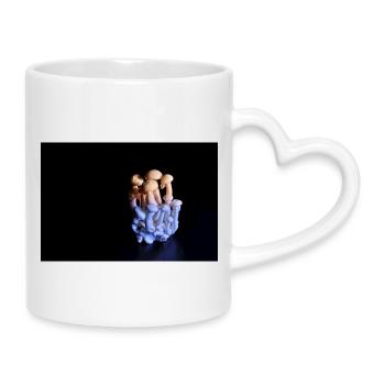 Luminous Mushroom Cluster Neon Glow - Mug with Heart-Shaped Handle - white - Right