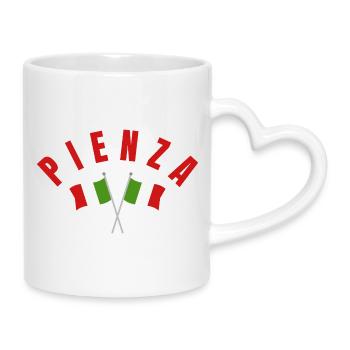 Pienza Italian Flags Emblem - Mug with Heart-Shaped Handle - white - Right