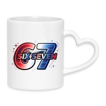 67 Neon – Étoile rouge bleue Design - Mug avec anse en forme de cœur - blanc - Droite