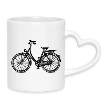 Holland-Fahrrad - Illustration - Tasse mit Herzhenkel - Weiß - Rechts