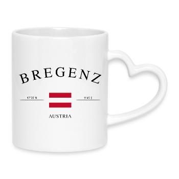 Bregenz Österreich – Urlaub Souvenir & Geschenk - Tasse mit Herzhenkel - Weiß - Rechts