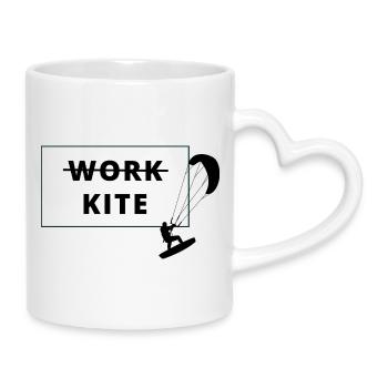 Kitesurfing, no work - kite - Tasse mit Herzhenkel - Weiß - Rechts