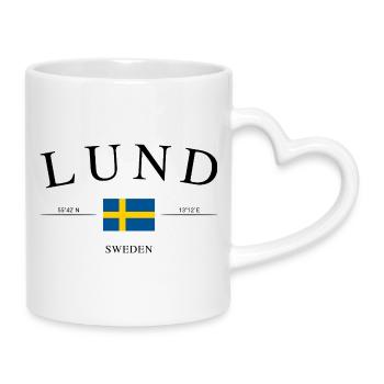 Lund Schweden – Urlaub Souvenir & Geschenk - Tasse mit Herzhenkel - Weiß - Rechts