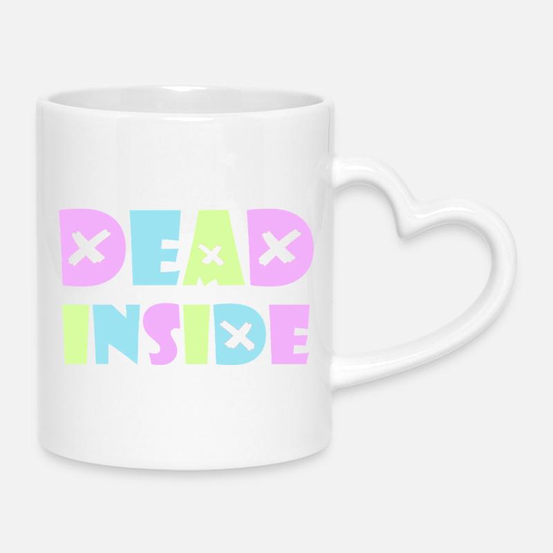 Dead Inside Kawaii Emo Punk Rock Anime Gothic Goth - Mug with Heart-Shaped Handle - white