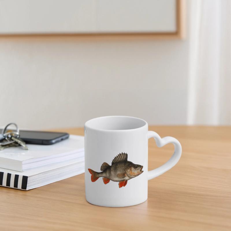 Perch Perch Perch Perch Fishing Perch Perch Perch Mug with Heart-Shaped Handle