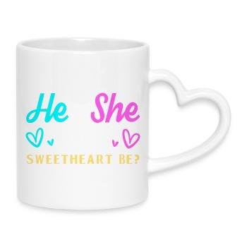 Gender Reveal Valentinstag Werdende Eltern - Tasse mit Herzhenkel - Weiß - Rechts