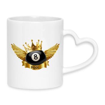Ballon de billard royal - Mug avec anse en forme de cœur - blanc - Droite