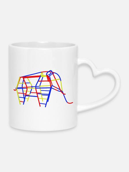 DDR Kletterelefant - Tasse mit Herzhenkel - Weiß
