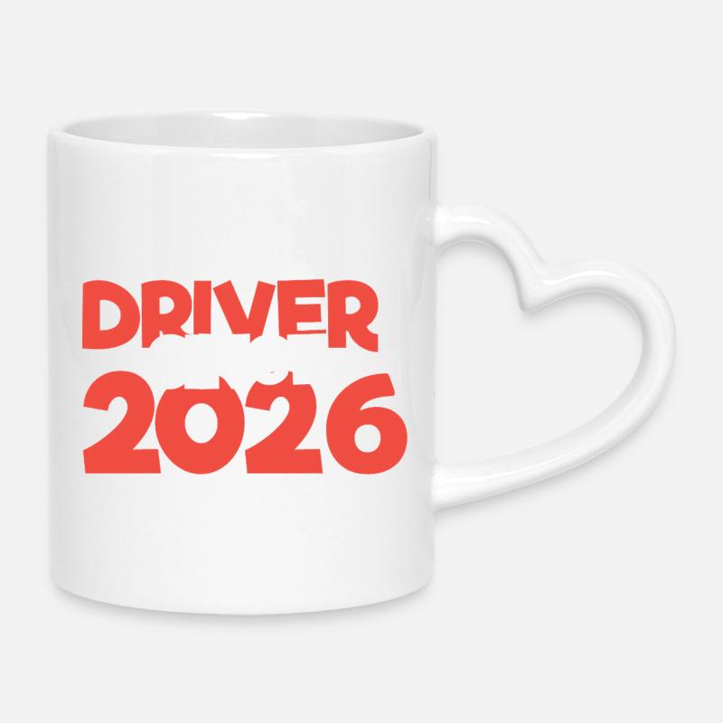 Test de conduire 2026 Test de permis de conduire - Mug avec anse en forme de cœur - blanc