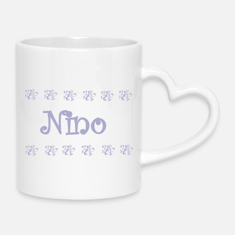 Nino Lavender and Lace - Mug with Heart-Shaped Handle - white