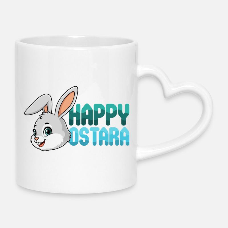 Joyeux Ostara Rabbit Bunny Pâques Printemps Ostara - Mug avec anse en forme de cœur - blanc