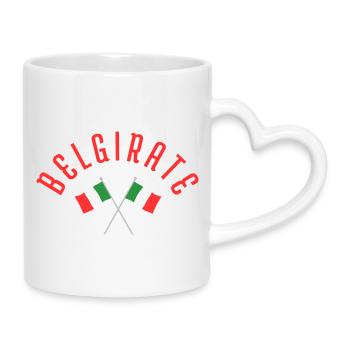 Emblem der belgiratischen gekreuzten italienischen Flaggen - Tasse mit Herzhenkel - Weiß - Rechts