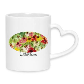 Wildbloom - Fragment coloré de prairie d’échinacée - Mug avec anse en forme de cœur - blanc - Droite