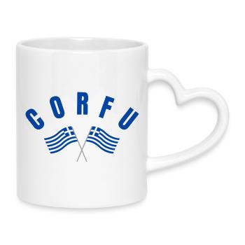 Corfou avec drapeaux grecs croisés - Mug avec anse en forme de cœur - blanc - Droite