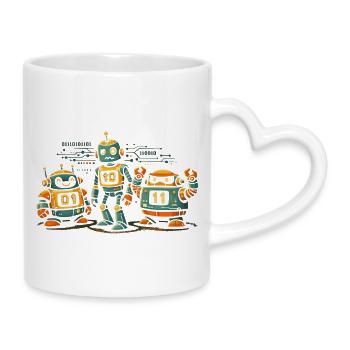 Geek Robots Binärcode Informatik IT - Tasse mit Herzhenkel - Weiß - Rechts