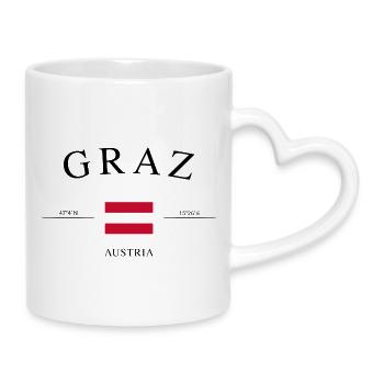 Graz, Autriche – Souvenirs et cadeaux de vacances - Mug avec anse en forme de cœur - blanc - Droite