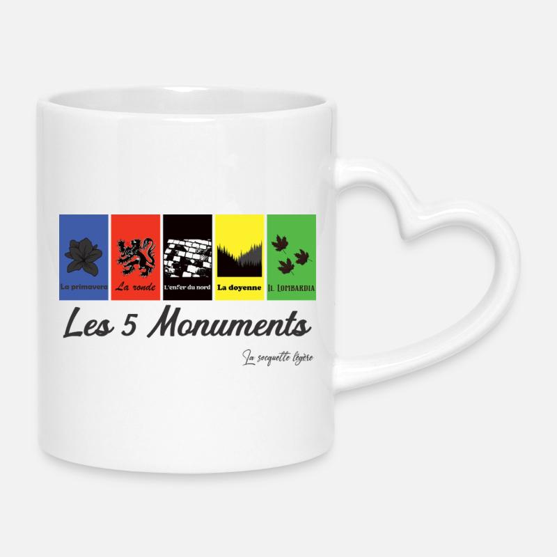 Les 5 monuments cycliste - Mug avec anse en forme de cœur - blanc