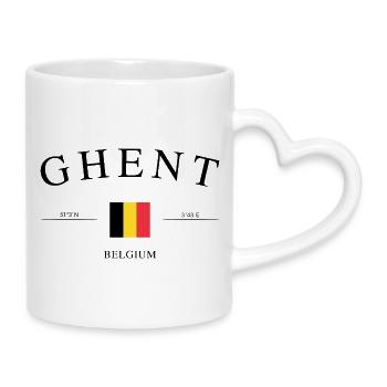 Ghent Belgium – Holiday Souvenir & Gift - Mug with Heart-Shaped Handle - white - Right