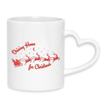 Driving Home for Christmas Santa Claus red night - Mug with Heart-Shaped Handle - white - Right