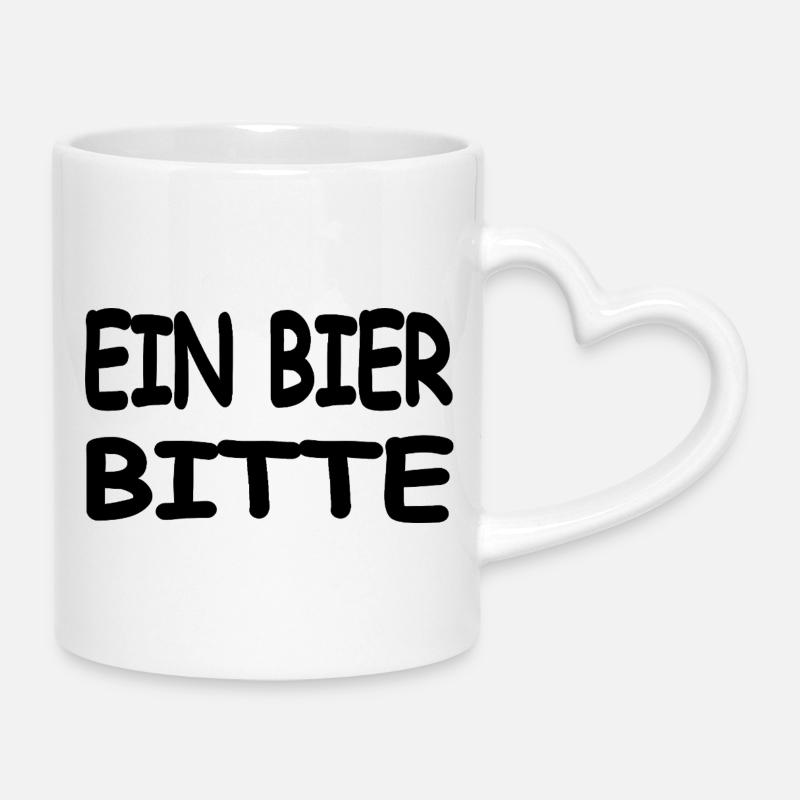 Bière - Mug avec anse en forme de cœur - blanc